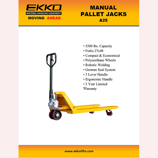 EKKO A25 Manual Pallet Jack, 5,500 lbs Capacity