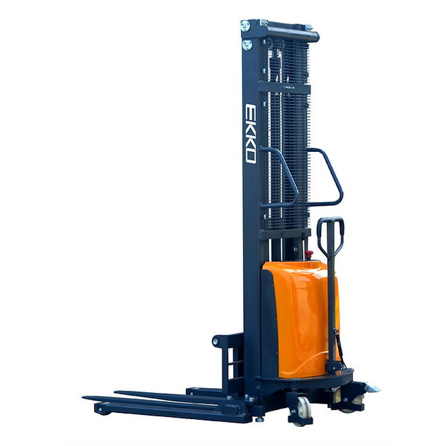 EKKO EA15D Semi-Electric Straddle Stacker 3300lbs. Cap., 138" Height