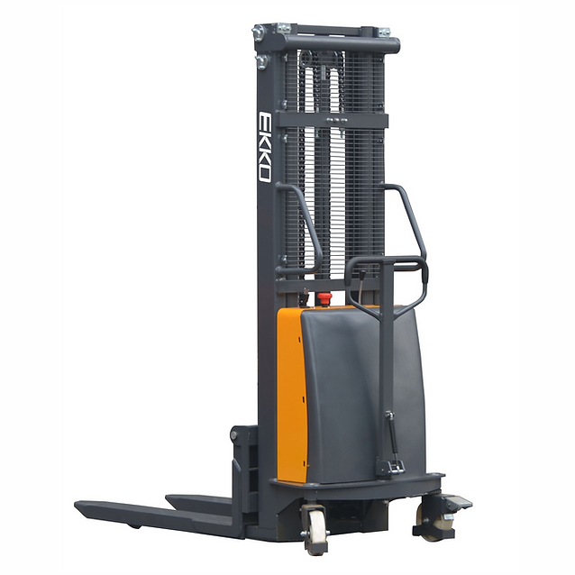 EKKO EA15E Semi-Electric Fork-Over Stacker 3300lbs. Cap., 138" Height
