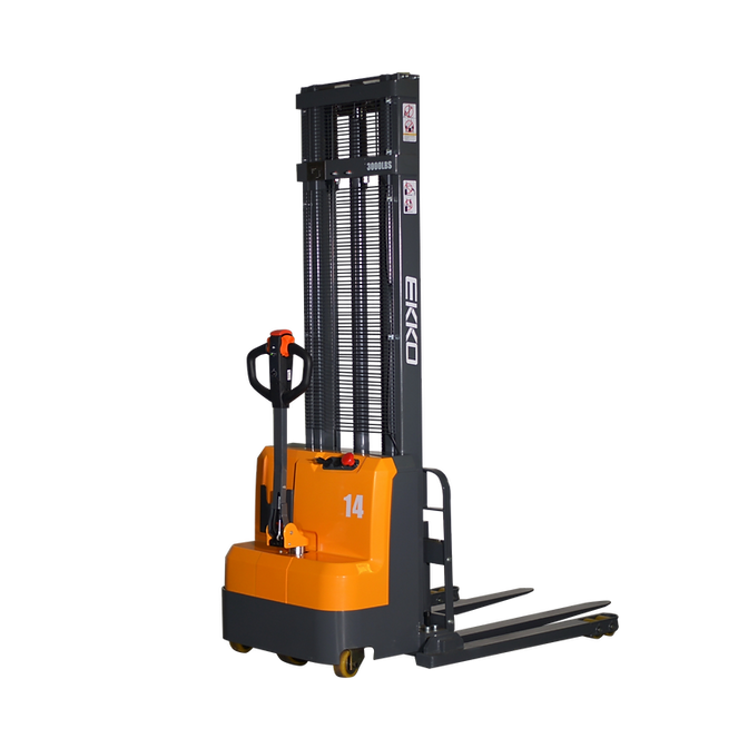 EKKO EB14C-145 Full Powered Straddle Stacker 3000 lb. Cap., 145" Height