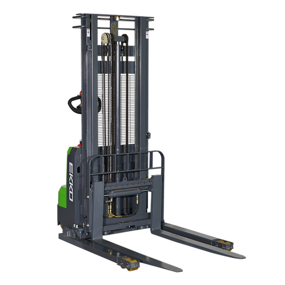 EKKO EB14CS-145Li Lithium Straddle Stacker 3000 lb. Cap, 145" Height, Side Shift