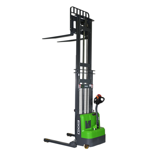 EKKO EB14CS-145Li Lithium Straddle Stacker 3000 lb. Cap, 145" Height, Side Shift