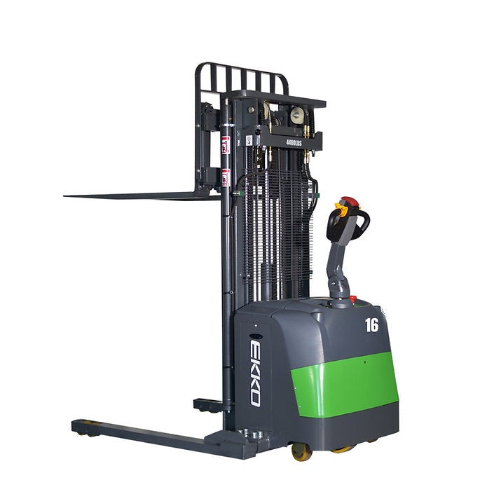 EKKO EB16EAS-189Li LithiumStraddle Stacker 4400 lb Cap., 189" Height, SIDE-SHIFT