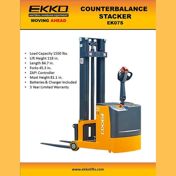 EKKO EK07S Counterbalance Walkie Stacker 1550lbs. Cap.
