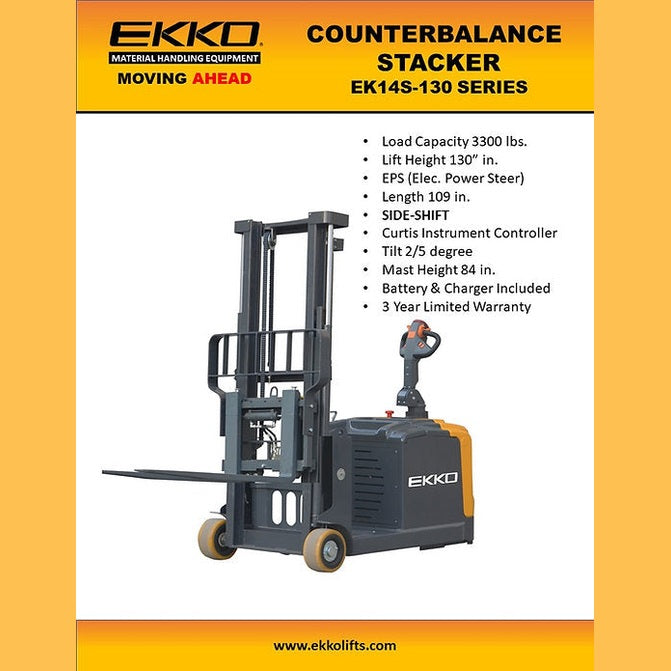 EKKO EK14S-130 Counterbalanced Walkie Stacker SIDE-SHIFTING