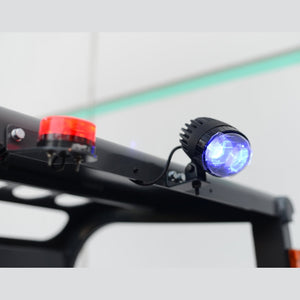 Overhead guard with red rotating beacon and blue spotlight on EK16A-216Li