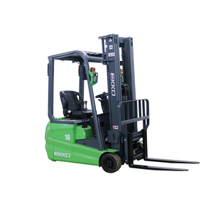 EKKO EK16A green 3-wheel lithium electric forklift, three-quarter view