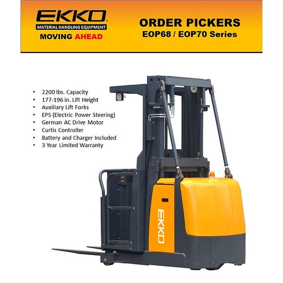EKKO EOP70 Order Picker 2200lb. Cap., 196" Lift
