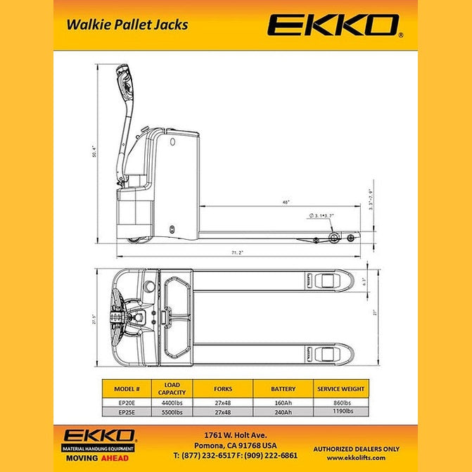 EKKO EP25E Walkie Pallet Jack 5500lbs. Capacity